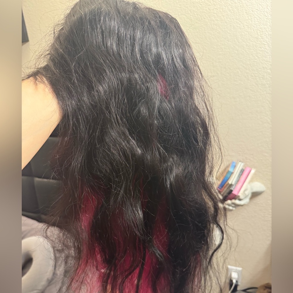 Human Hair Wig Dark Brown/Pink - Picture 14 of 14